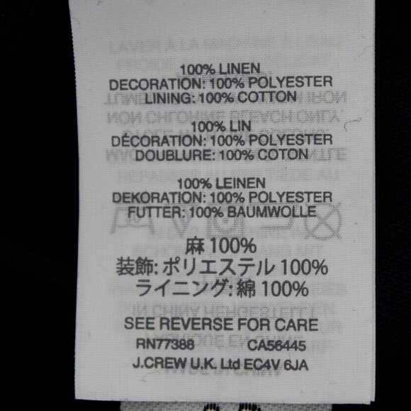 J Crew $78 Sz 2 Blue Navy Fringe Trim 100% Linen Woven Top - Picture 4 of 7